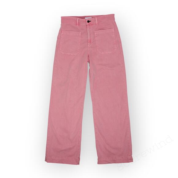 Sz 29 AskkNY Sailor Pant WashedPink Canvas HiRise WideLeg StretchTwill - Picture 2 of 12